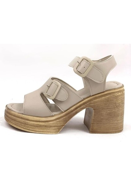 Kadın Ibiza Krem Ortopedik Iç Taban Platform Topuk Sandalet fırsatları