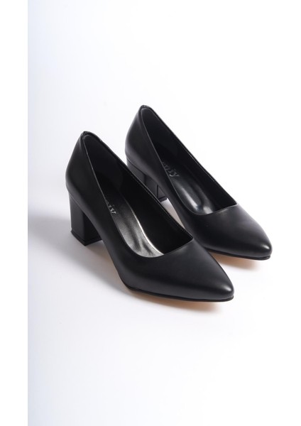 Kadın Camila Sitah Deri 6 cm Kalın Topuklu Hafif Sivri Burunlu Klasık Ayakkabı fırsatları