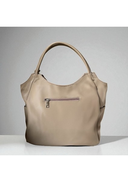 Paraşüt Kumaş Kadın Omuz Çantası – Frezya Model – Astarlı – Fermuarlı – 43X36X8 cm – Latte / Açık Krem / Siyah fırsatları