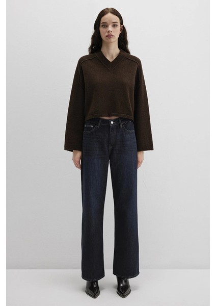 Malibu Pamuklu Wide Leg Fit Yüksek Bel Bol Paça Jeans Bayan Kot Pantolon 1010152