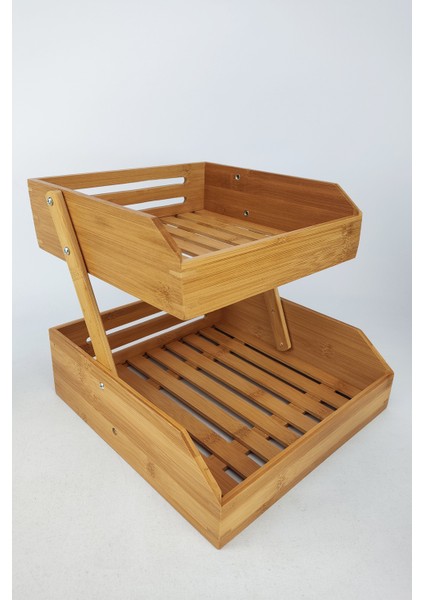 Iki Katlı Bambu Banyo ve Makyaj Organizer Düzenleyici Kahverengi fırsatları