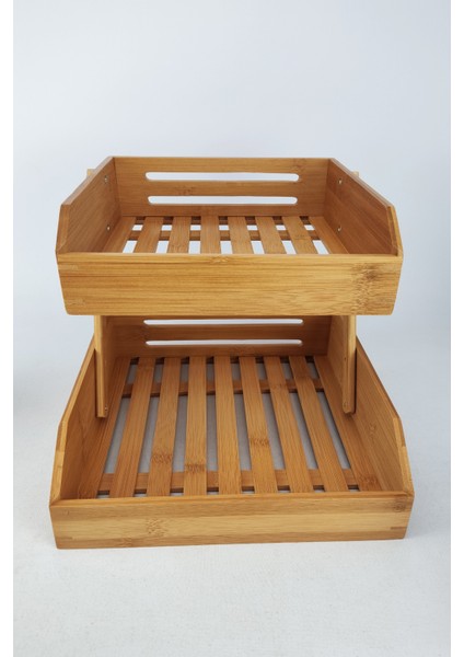 Iki Katlı Bambu Banyo ve Makyaj Organizer Düzenleyici Kahverengi indirimleri