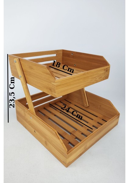 Iki Katlı Bambu Banyo ve Makyaj Organizer Düzenleyici Kahverengi