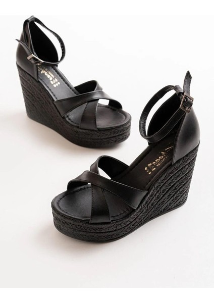 Kadın Verla Çapraz Bant Yüksek Topuklu Dolgu Taban Ayakkabı modelleri