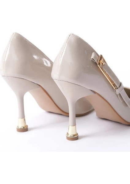 Kadın Fascino Krem Rugan Stiletto Topuklu Ayakkabı
