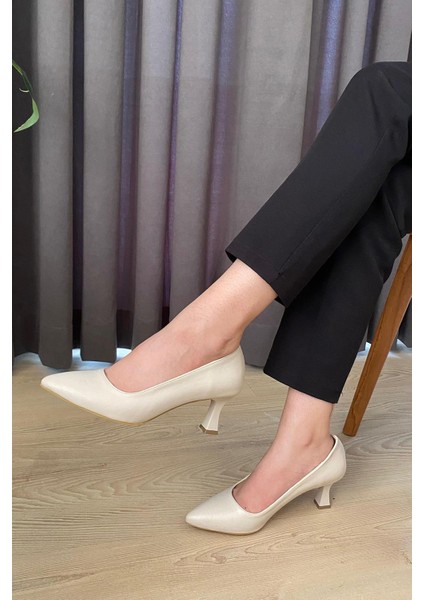 Kadın Sity Krem Cilt 6 cm Ince Topuklu Stiletto indirimleri