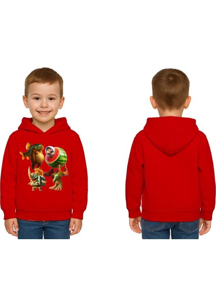 Unisex Brainrot Baskılı Çocuk Swaetshirt Kapüşonlu 3 Iplik Şardonlu