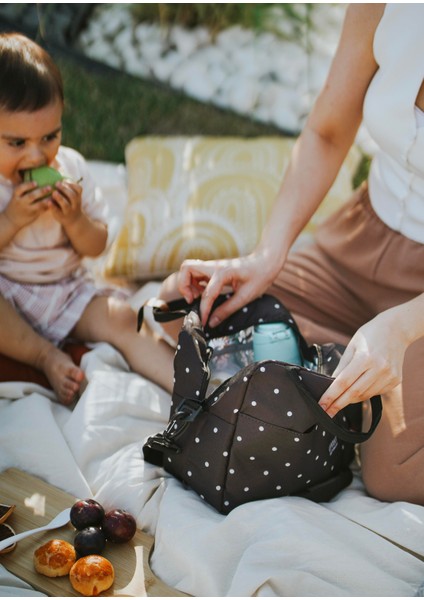 Termal Ek Gıda Çantası Siyah Puantiye