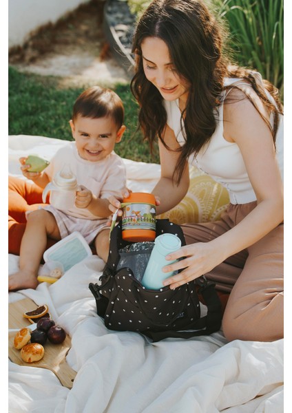 Termal Ek Gıda Çantası Siyah Puantiye