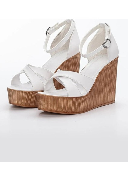 Kadın Verla Çapraz Bant Yüksek Topuklu Dolgu Taban Ayakkabı fiyatları