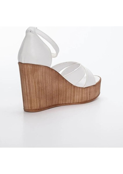 Kadın Verla Çapraz Bant Yüksek Topuklu Dolgu Taban Ayakkabı fırsatları