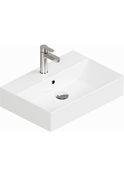 Sistema Z Tezgah Üstü Kare Lavabo 60 x 42 cm Beyaz Seramik