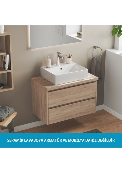 Sistema Z Tezgah Üstü Kare Lavabo 60 x 42 cm Beyaz Seramik fiyatları