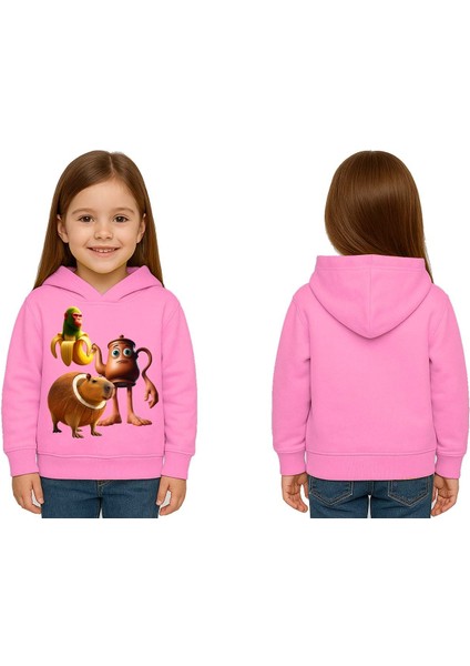 Unisex Brainrot Baskılı Çocuk Swaetshirt Kapüşonlu 3 Iplik Şardonlu