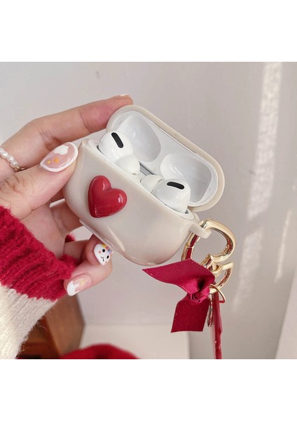 Airpods Pro 3. Nesil Uyumlu Kırmızı Kalp Desen Silikon Koruma Kılıf ( 2025 ) fiyatları