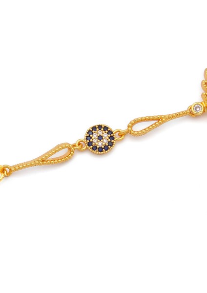 altın kaplama güneş model nazar boncuklu çeyrek çerçeveli bileklik blk-1218 modelleri