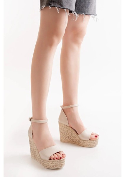 Kadın Verla Tek Bant Ten Cilt Yüksek Dolgu Taban Ayakkabı fiyatları