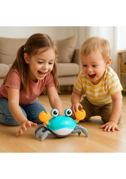 Sensörlü Emekleme Destekli Işıklı & Sesli–müzikli Akıllı Yengeç Oyuncağı (3+ Ay)"