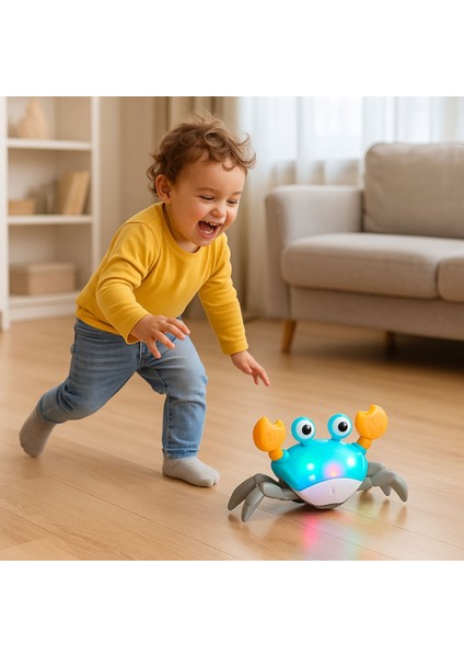 Sensörlü Emekleme Destekli Işıklı & Sesli–müzikli Akıllı Yengeç Oyuncağı (3+ Ay)" modelleri