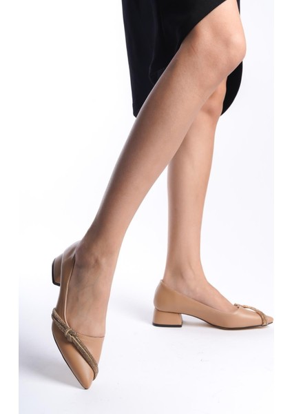 Kadın Valeri Nut Yandan Taşlı Alcak Ökçe Abiye Valeri Ayakkabı