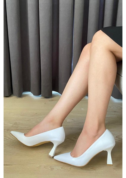 Kadın Samba Beyaz Rugan 7 cm Stiletto