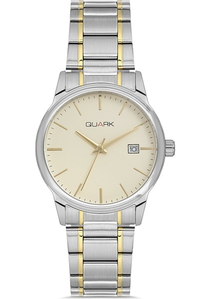 QM-X002SG-9A Çelik Kasa Çelik Kordon Takvimli Erkek Kol Saati