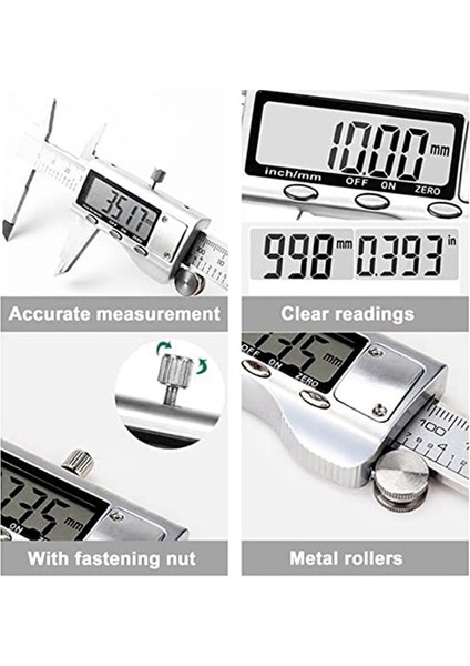 Dijital Kaliper Ölçüm Aracı Dijital Mikrometre Paslanmaz Çelik Veri Caliper Inç/mm Dönüşüm (6 INÇ/150 Mm) (Yurt Dışından) modelleri