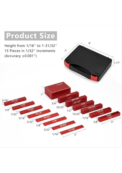 Kurulum Bloklar Ahşap Işleme Liği Gauge Set 15 Pc Set Barları Yönlendirici Tablosu ve Tablo Testere Aksesuarları Kırmızı (Yurt Dışından) indirimleri