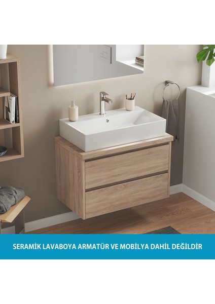 Sistema Z Tezgah Üstü Kare Lavabo 70 x 42 cm Beyaz Seramik fırsatları