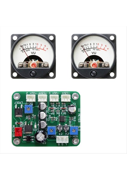 Vu Seviye Ses Seter Stereo Amplifikatör Kart+2pcs Vu Metre 9-12V Dc Stereo Amplifikatör Kartı Seviye Göstergesi (Yurt Dışından)