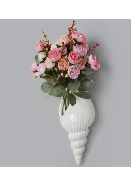 Extra Büyük Boy Deniz Kabuğu Polyester Duvar Saksısı Duvar Vazosu 50 cm