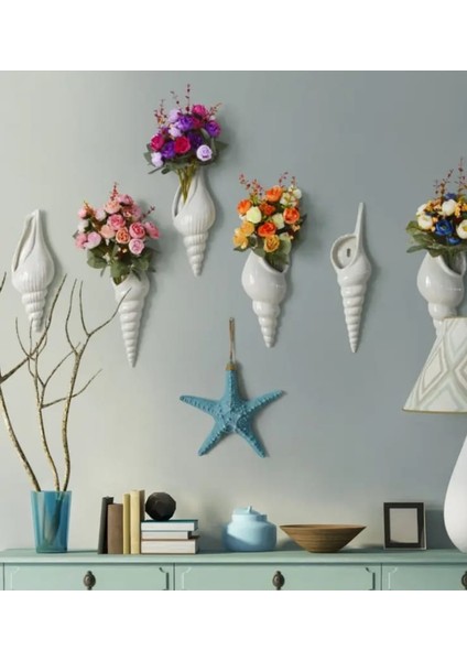 Extra Büyük Boy Deniz Kabuğu Polyester Duvar Saksısı Duvar Vazosu 50 cm modelleri