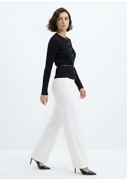 Kadın Düğmeli Kemer Detaylı Triko Kazak fiyatları