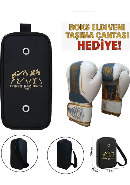Legacy Kick Boks Eldiveni Boks Eldiveni Muay Thai Eldiveni ve Eldiven Taşıma Çantalı Beyaz Altın
