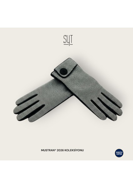 Syt Kadın Kışlık Dokunmatik Eldiven - Desenli Suni Deri/Kumaş Şık Tokalı & Düğmeli Modeller indirimleri