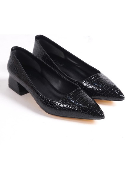 Kadın Timo Siyah Rugan 4 cm Topuklu Ayakkabı fırsatları