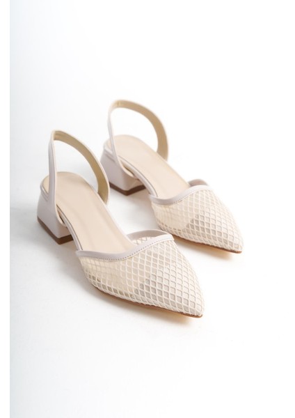 Kadın Teri Kre Fileli 4 cm Kalın Topuklu Ayakkabı fırsatları