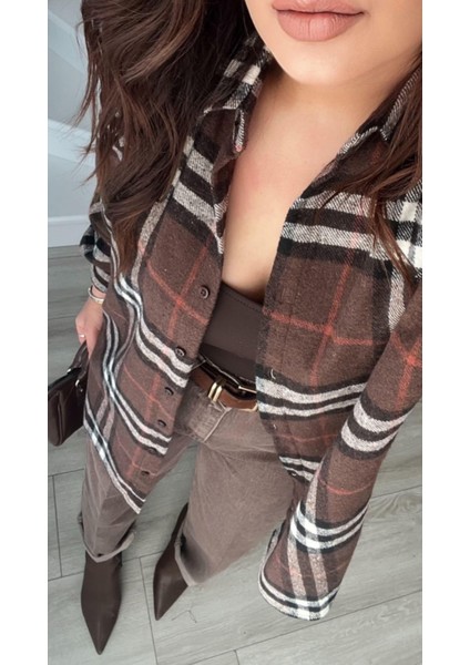 Kahve-Bej Yünlü Ekoseli Oduncu Gömlek fiyatları