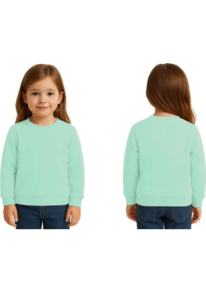 Unisex Düz Baskısız Çocuk Sweatshirt 3 Iplik Şardonlu Kumaş