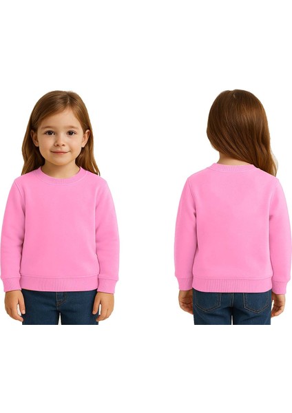 Unisex Düz Baskısız Çocuk Sweatshirt 3 Iplik Şardonlu Kumaş