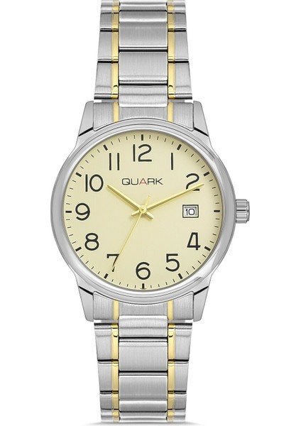 QM-X002SG-9B Çelik Kasa Çelik Kordon Takvimli Erkek Kol Saati