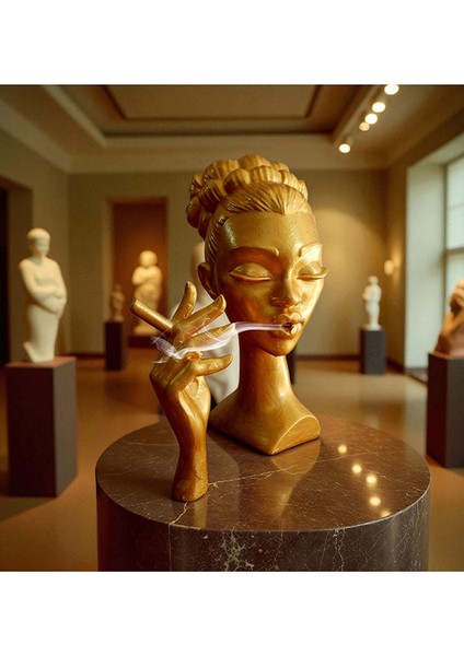 El Yapımı Gold Kadın Büst Geri Akış Tütsülük – Dekoratif Biblo ve Ev Aksesuarı