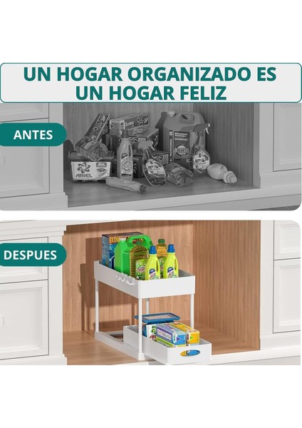 Beyaz Mutfak ve Banyo Dolap Düzenleyici Raf, Şık ve Fonksiyonel Depolama Çözümü