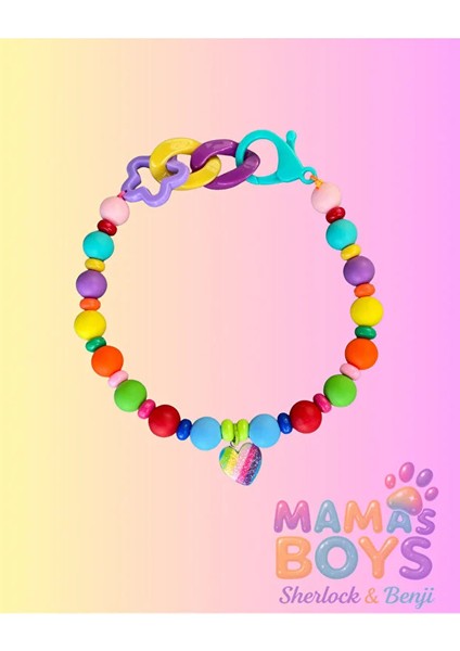 Gökkuşağı Sevimli Köpek Kolyesi / Tasması