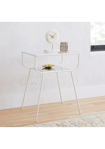 Elora Beyaz Geyik Yan Sehpa – Modern, Zarif ve Dekoratif Tasarım