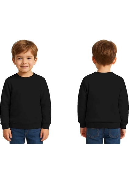 Unisex Düz Baskısız Çocuk Sweatshirt 3 Iplik Şardonlu Kumaş