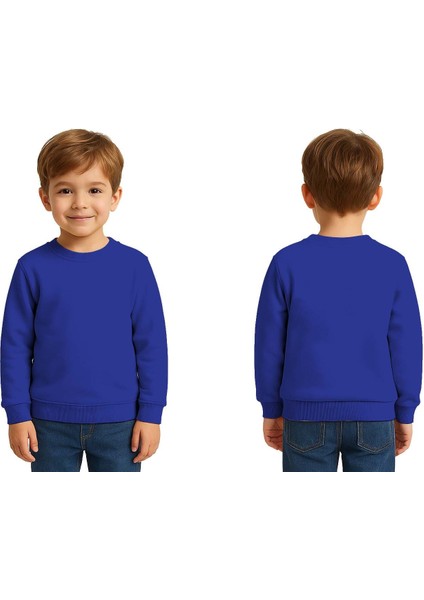 Unisex Düz Baskısız Çocuk Sweatshirt 3 Iplik Şardonlu Kumaş