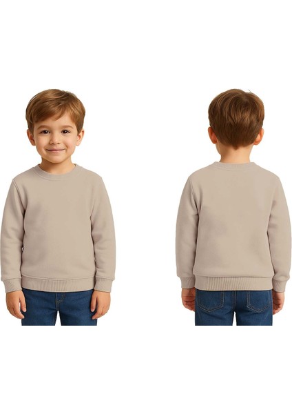 Unisex Düz Baskısız Çocuk Sweatshirt 3 Iplik Şardonlu Kumaş