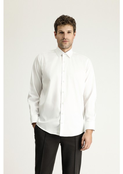 Uzun Kol Klasik Leke Tutmaz Pamuk Gömlek