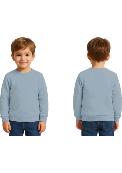 Unisex Düz Baskısız Çocuk Sweatshirt 3 Iplik Şardonlu Kumaş